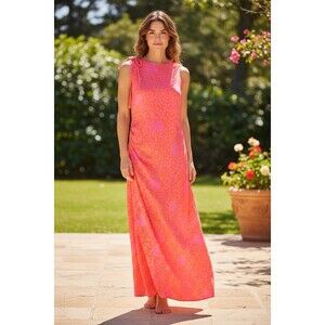 Ted Baker Dress 2 Womens Long Maxi Sleeveless Casual Pink Orange
